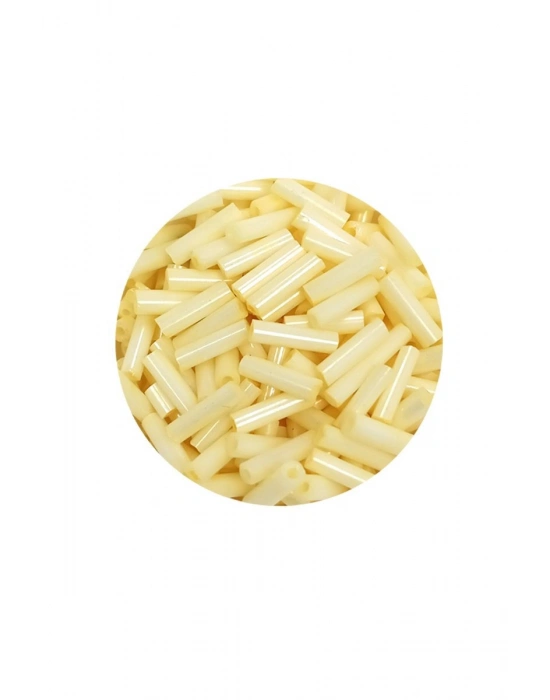 Uzun Boru Kesme Boncuk Çap 2mm Uzunluk 10 mm - 20 Gram - Krem - BNC234