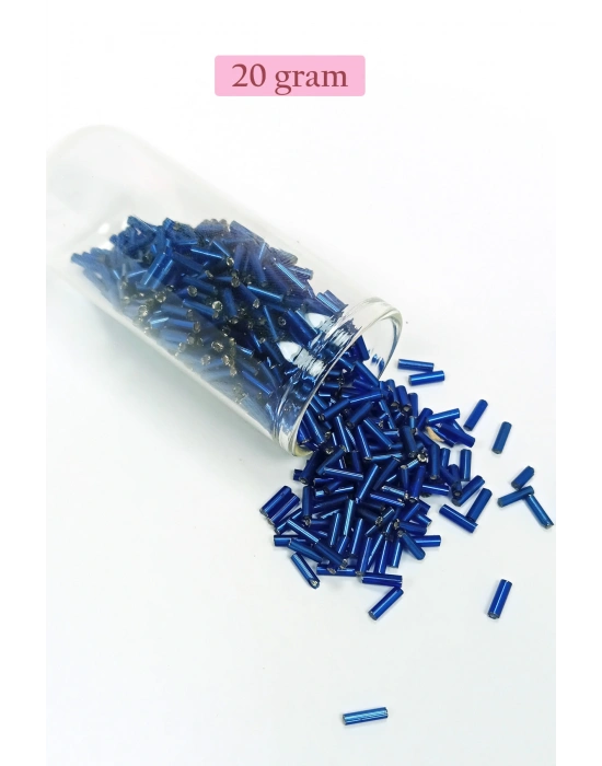 Uzun Boru Kesme Boncuk Çap 2mm Uzunluk 10 mm - 20 Gram - Lacivert - BNC233