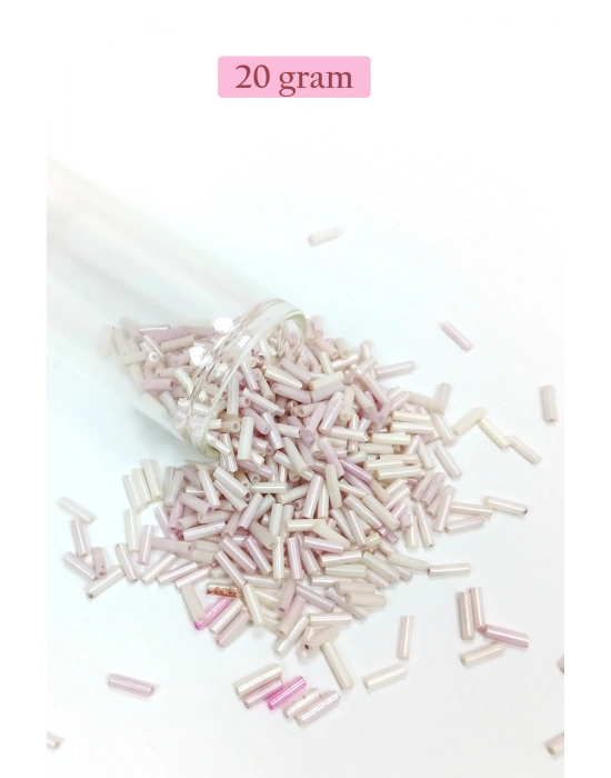 Uzun Boru Kesme Boncuk Çap 2mm Uzunluk 10 mm - 20 Gram - Mat Beyaz - BNC263