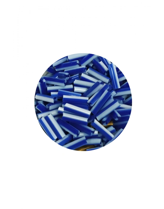 Uzun Boru Kesme Boncuk Çap 2mm Uzunluk 10 mm - 20 Gram - Mavi Beyaz - BNC236