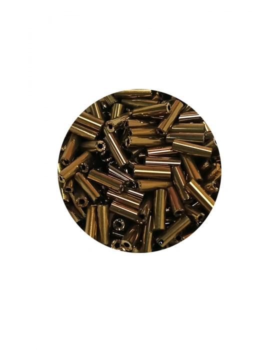 Uzun Boru Kesme Boncuk Çap 2mm Uzunluk 10 mm - 20 Gram - Parlak Gold - BNC249