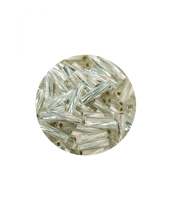 Uzun Boru Kesme Boncuk Çap 2mm Uzunluk 10 mm - 20 Gram - Parlak Gümüş - BNC257