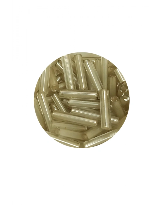 Uzun Boru Kesme Boncuk Çap 2mm Uzunluk 10 mm - 20 Gram - Şeffaf Bej - BNC237