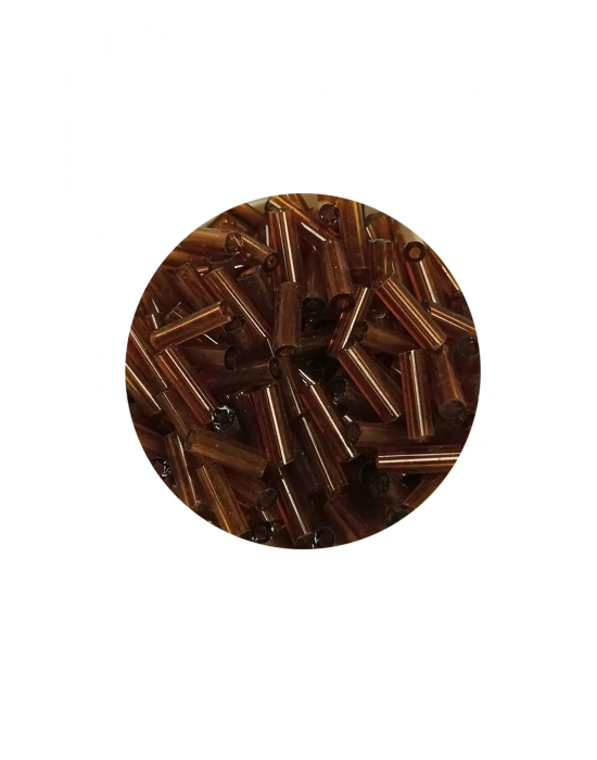 Uzun Boru Kesme Boncuk Çap 2mm Uzunluk 10 mm - 20 Gram - Şeffaf Kahverengi - BNC246
