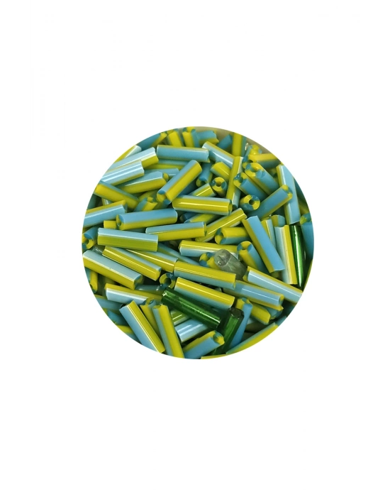 Uzun Boru Kesme Boncuk Çap 2mm Uzunluk 10 mm - 20 Gram - Yeşil Mavi - BNC250