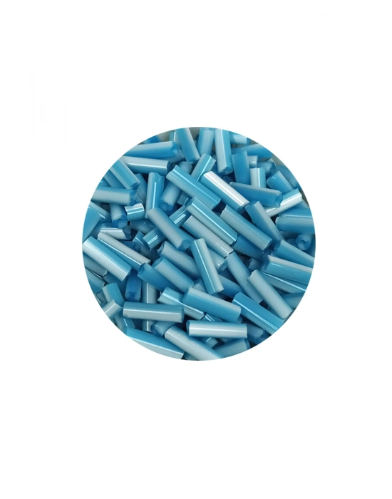 Uzun Boru Kesme Boncuk Çap 2mm Uzunluk 10 mm - 60 Gram - Açık Mavi Beyaz - BNC279
