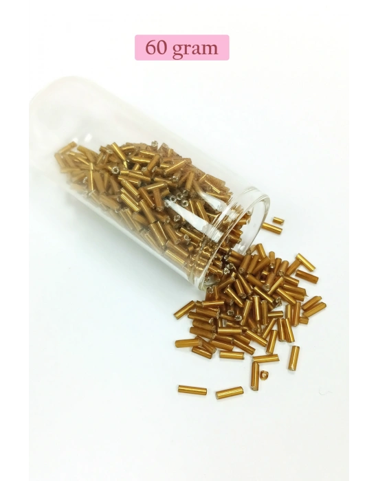 Uzun Boru Kesme Boncuk Çap 2mm Uzunluk 10 mm - 60 Gram - Altın Sarısı - BNC270