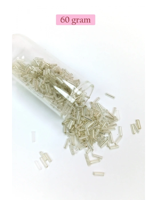 Uzun Boru Kesme Boncuk Çap 2mm Uzunluk 10 mm - 60 Gram - Gümüş - BNC271