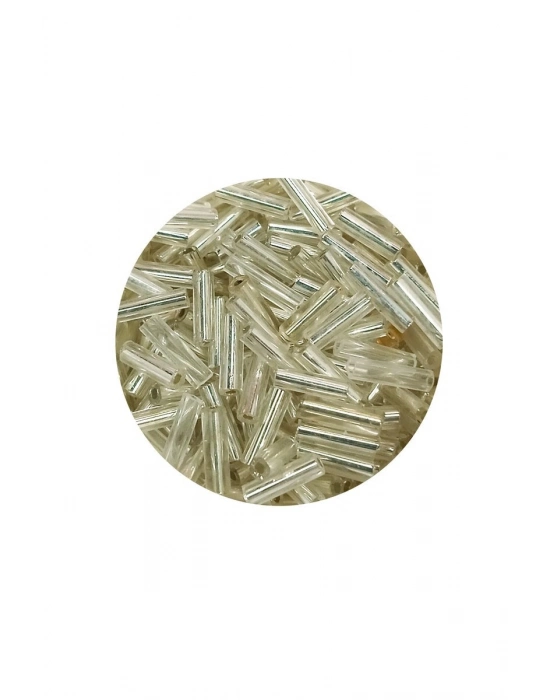 Uzun Boru Kesme Boncuk Çap 2mm Uzunluk 10 mm - 60 Gram - Gümüş - BNC271