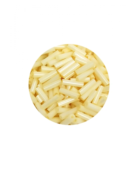 Uzun Boru Kesme Boncuk Çap 2mm Uzunluk 10 mm - 60 Gram - Krem - BNC273