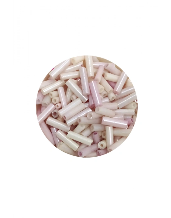 Uzun Boru Kesme Boncuk Çap 2mm Uzunluk 10 mm - 60 Gram - Mat Beyaz - BNC302