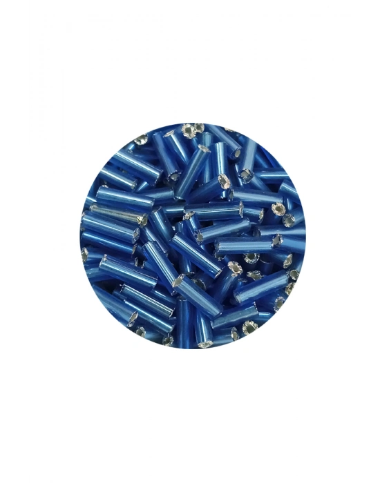 Uzun Boru Kesme Boncuk Çap 2mm Uzunluk 10 mm - 60 Gram - Mavi - BNC281
