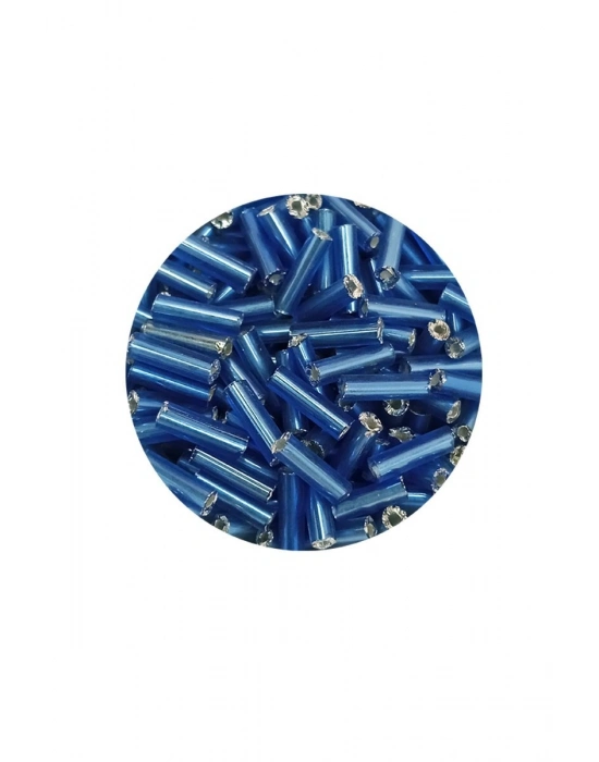 Uzun Boru Kesme Boncuk Çap 2mm Uzunluk 10 mm - 60 Gram - Mavi - BNC281
