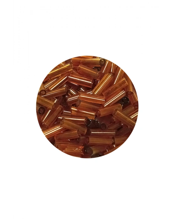 Uzun Boru Kesme Boncuk Çap 2mm Uzunluk 10 mm - 60 Gram - Şeffaf Gold - BNC293