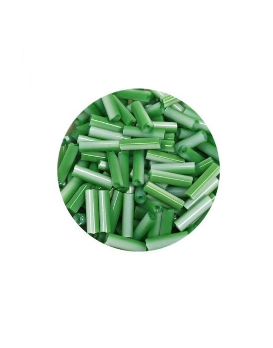 Uzun Boru Kesme Boncuk Çap 2mm Uzunluk 10 mm - 60 Gram - Yeşil Beyaz - BNC286