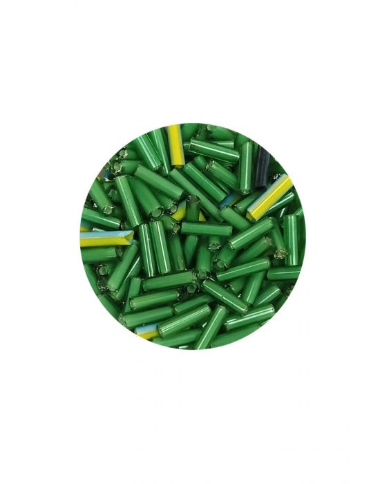 Uzun Boru Kesme Boncuk Çap 2mm Uzunluk 10 mm - 60 Gram - Yeşil - BNC295