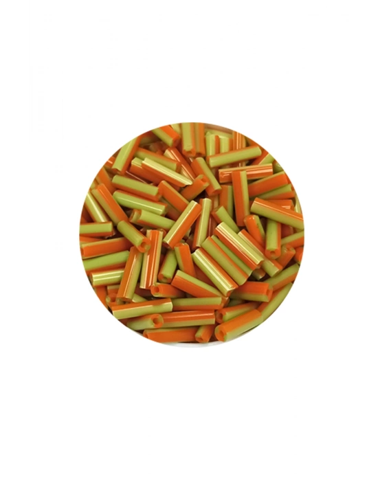 Uzun Boru Kesme Boncuk Çap 2mm Uzunluk 10 mm - 60 Gram - Yeşil Turuncu - BNC300