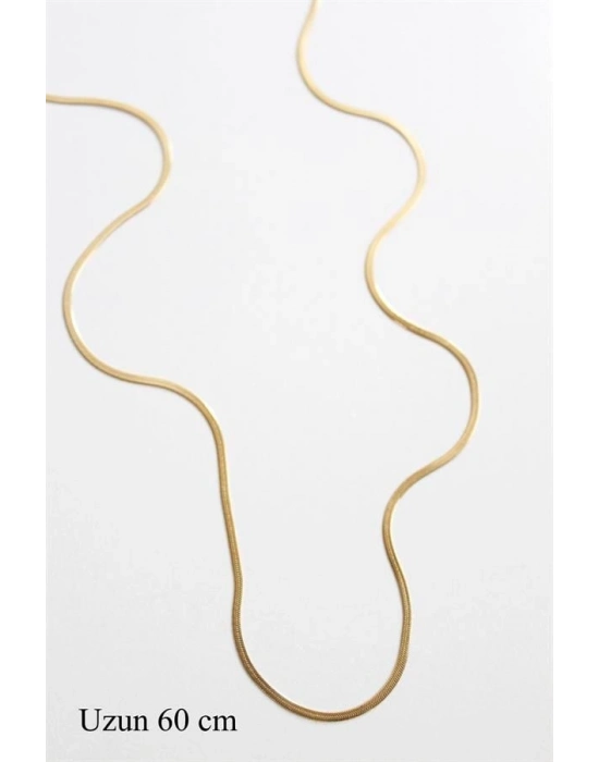 Uzun İnce İtalyan Zincir Kolye (60 cm) - Altın