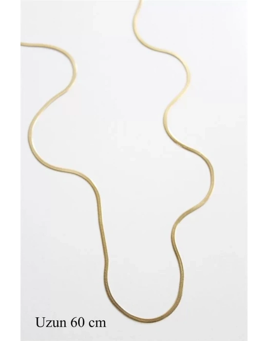 Uzun İnce İtalyan Zincir Kolye (60 cm) - Altın