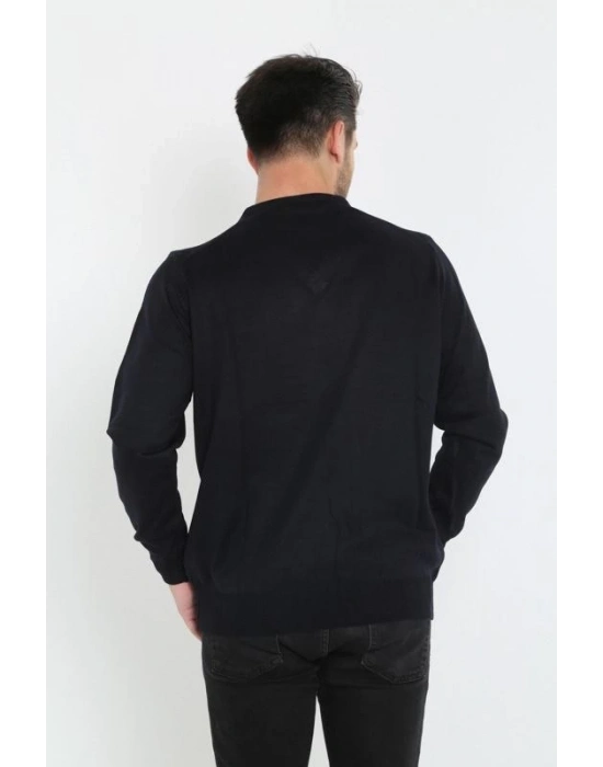 Uzun Kol V Yaka Triko Kazak - Siyah