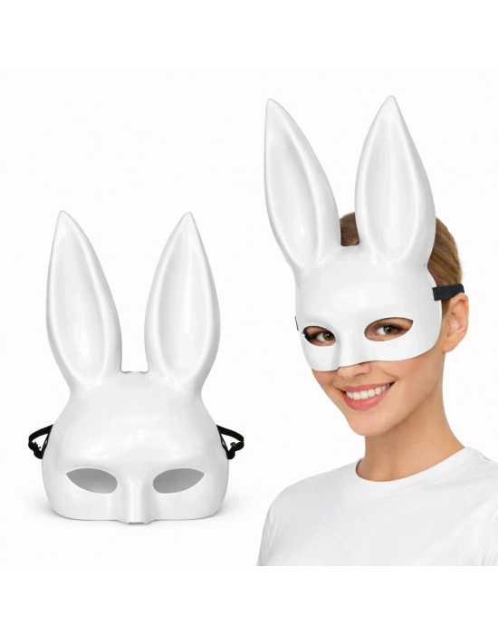 Uzun Kulaklı Beyaz Lüks Tavşan Maskesi