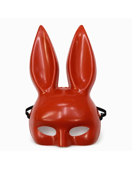 Uzun Kulaklı Kırmızı Lüks Tavşan Maskesi