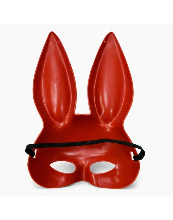 Uzun Kulaklı Kırmızı Lüks Tavşan Maskesi