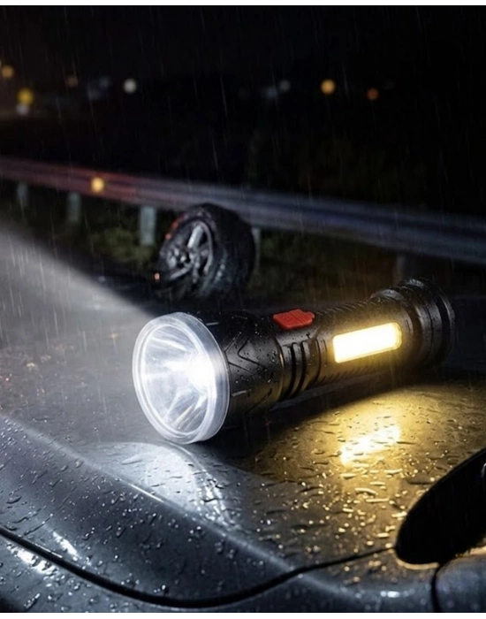 Uzun Menzilli Işıldak Şarjlı 9 LED 4 Kademeli Aydınlatma