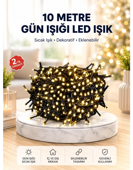 Uzun Ömürlü LED Teknolojili 10 Metre Şık Işıklı Süsleme Seti