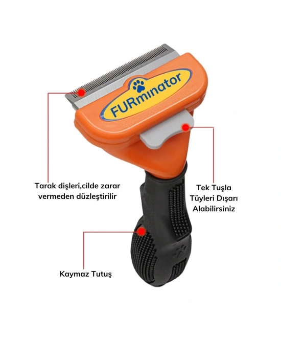 Uzun Tüylü Köpekler İçin Kolay Tarama Fırçası Temizlenebilir Çelik Tarak Tüy Toplayıcı Medium
