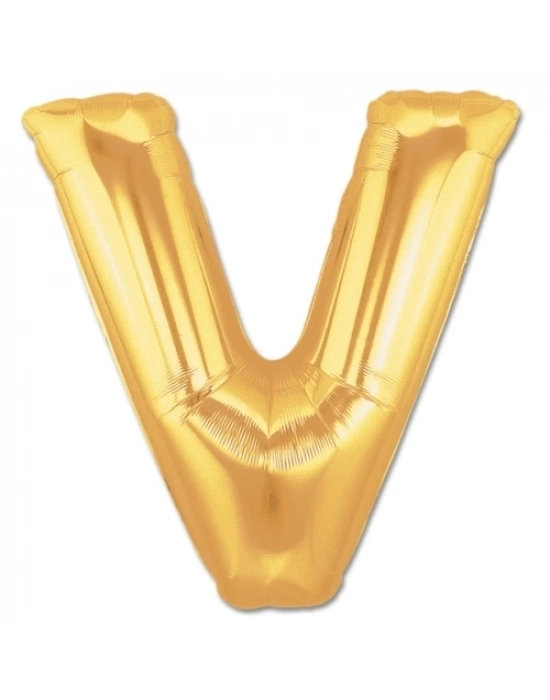 V Harf Folyo Balon Altın Renk  40 İnç