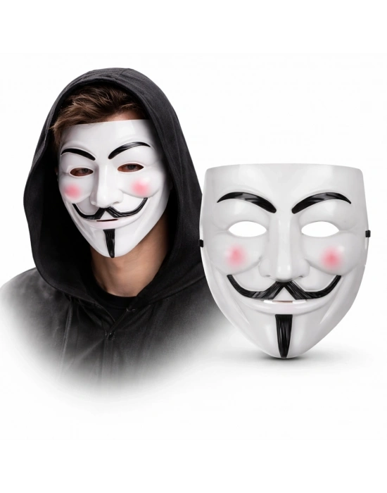 V Mask Premium Vendetta Beyaz Maske (Guy Fawkes Stil)