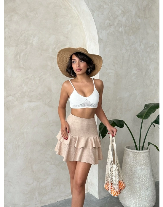 Valonlu fırfırlı etek s24681