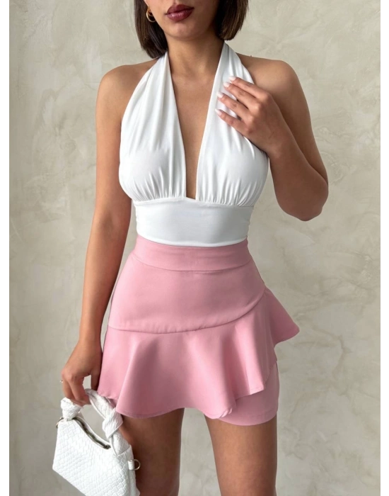 Valonlu fırfırlı şort s24683