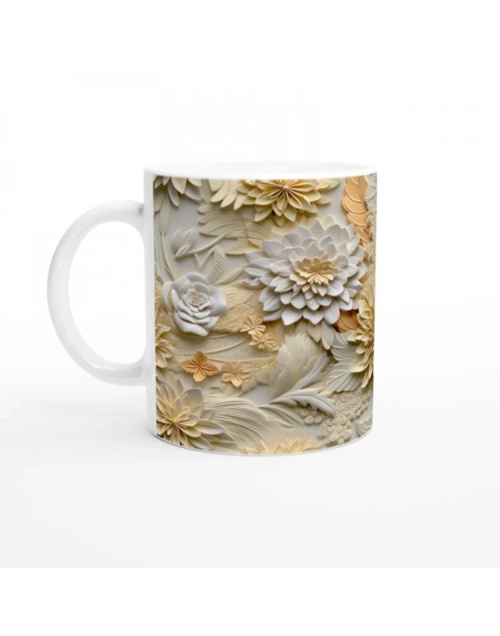 Vanilya Bahçesi Çiçek Desenli Kupa Bardak