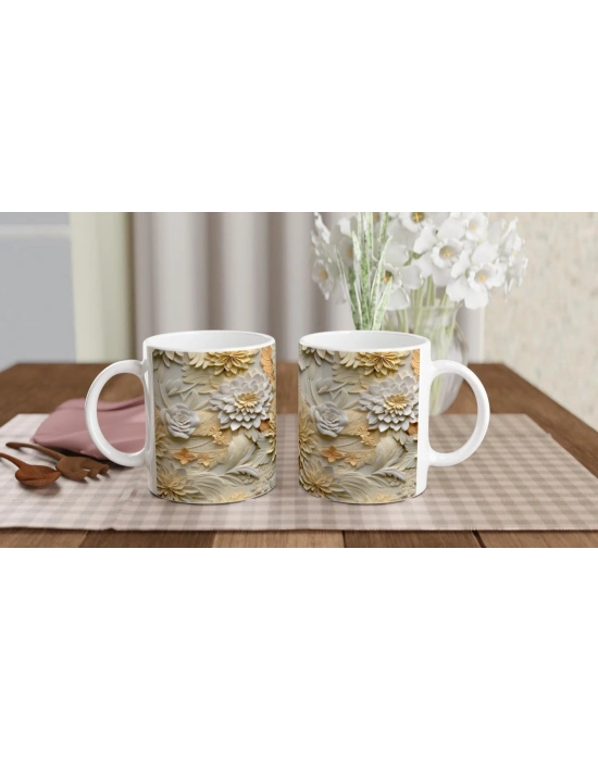 Vanilya Bahçesi Çiçek Desenli Kupa Bardak