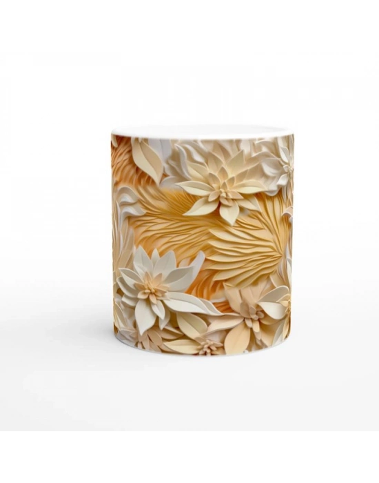 Vanilya Işıltısı Çiçekli Kupa Bardak