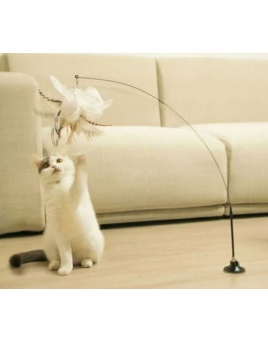 Vantuzlu Tüylü Zilli Kedi Oyun Oltası