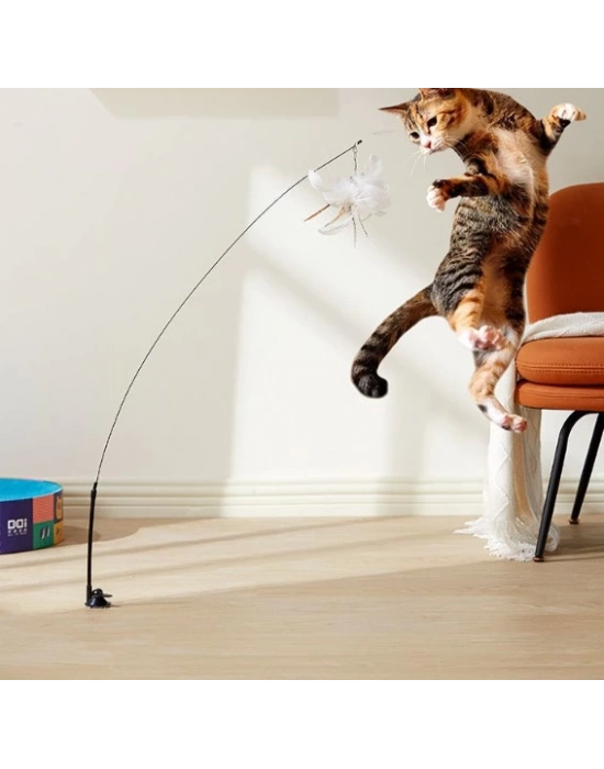 Vantuzlu Tüylü Zilli Kedi Oyun Oltası