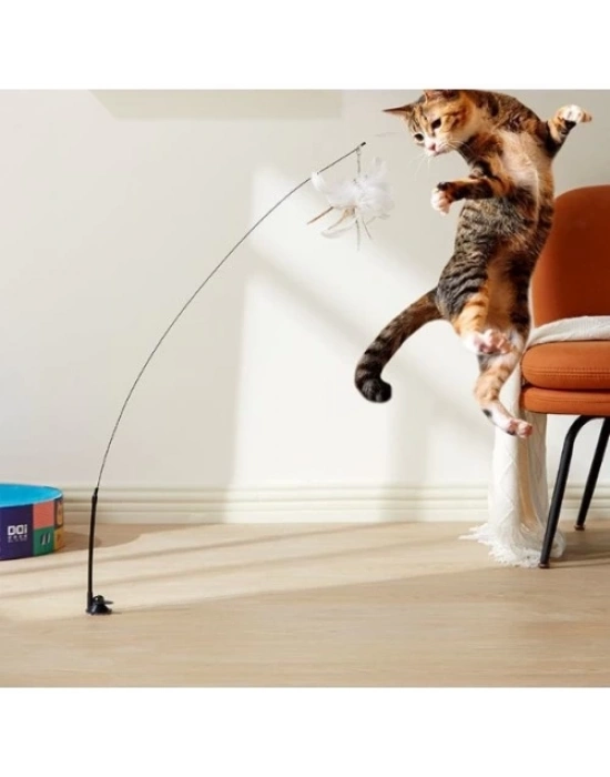 Vantuzlu Tüylü Zilli Kedi Oyun Oltası