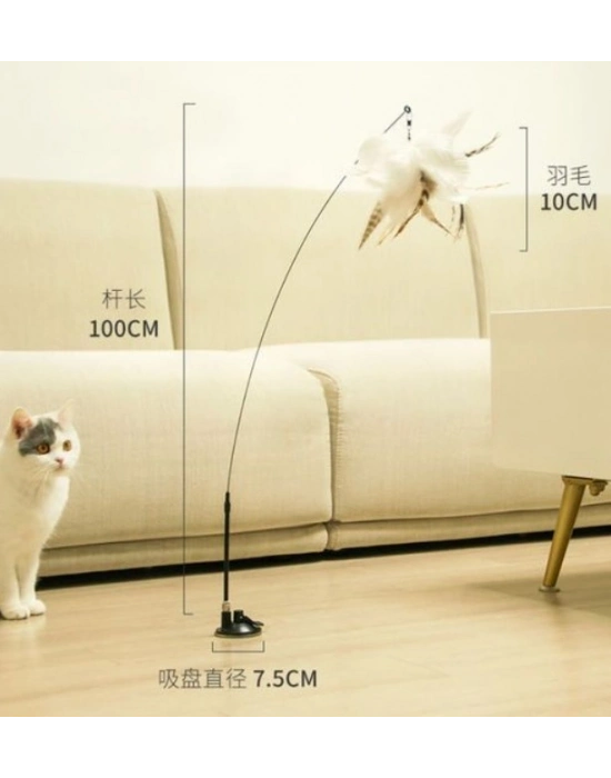 Vantuzlu Tüylü Zilli Kedi Oyun Oltası