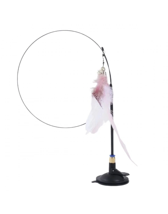 ®  Vantuzlu Tüylü Zilli Olta Kedi Oyuncağı 2 Oltalı