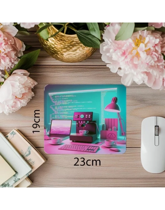 Vaporwave Renkli Yazılımcı Masası Mouse Pad - 19x23 cm 2 mm Dikdörtgen İthal Baskılı Mouse Pad