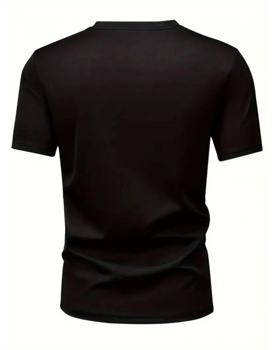 20/1 Penye Compack Baskılı Oversize Bisiklet Yaka Kısa Kol T-shirt - Siyah -