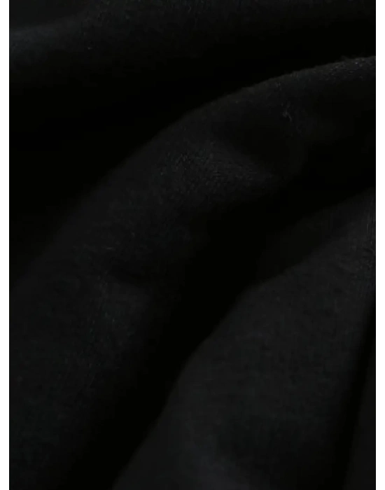 20/1 Penye Compack Baskılı Oversize Kısa Kol Bisiklet Yaka T-shirt - Siyah -