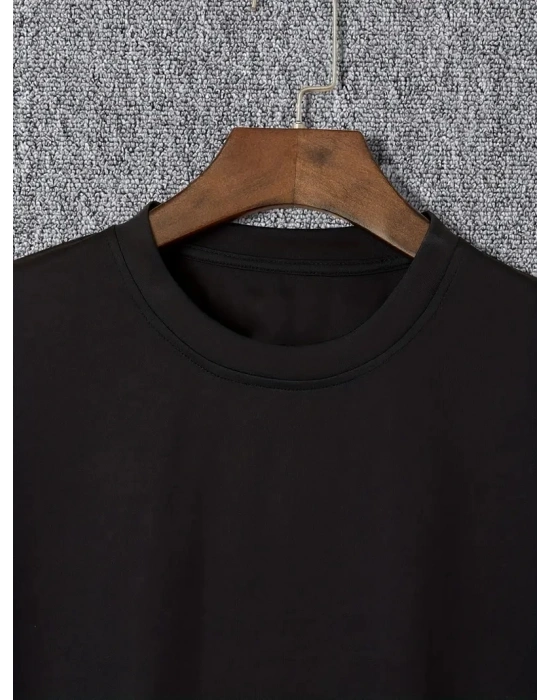 20/1 Penye Compack I TRIED TO WARN YOU. Baskılı Oversize Bisiklet Yaka T-shirt - Siyah -