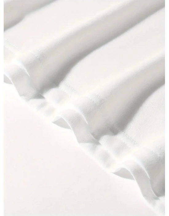 20/1 Penye Compack Ön Arka Ejder Baskılı Oversize Bisiklet Yaka T-shirt - Beyaz -