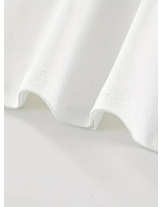 20/1 Penye CompackNew York Baskılı Oversize Kısa Kol Bisiklet Yaka T-shirt - Beyaz -