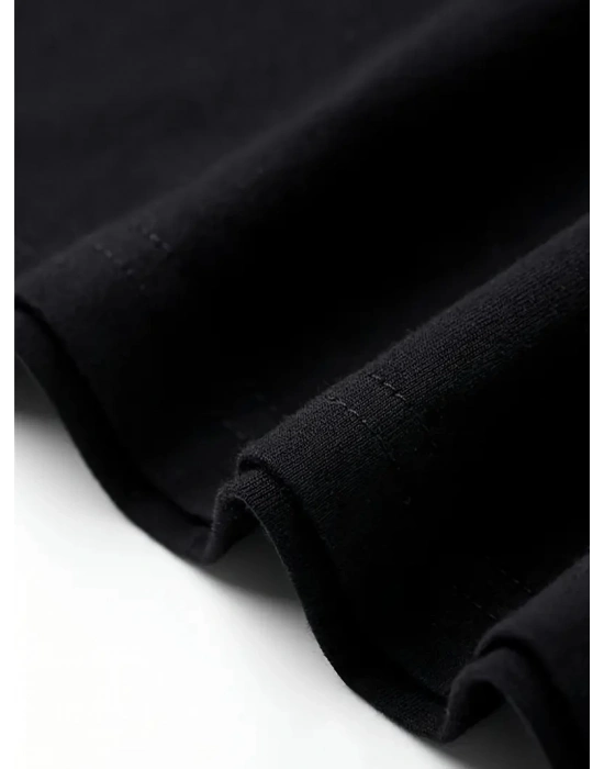 AICG Ön Arka Baskılı Bisiklet Yaka   Oversize Bisiklet Yaka T-shirt - Siyah -