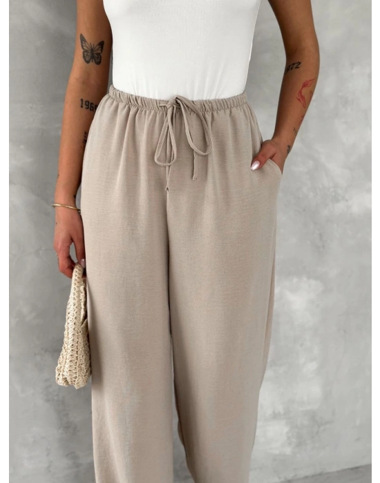 Kadın Ayrobin Oversize Kadın Pantalon - Bej